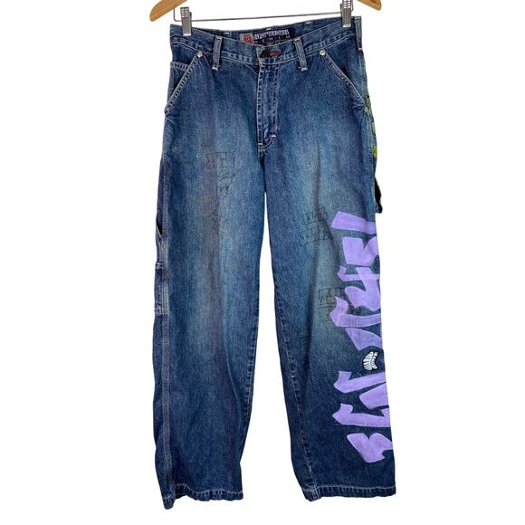 Sutter's '49r Men's Size 28 Blue Painted Denim Carpenter Baggy Skater Jeans